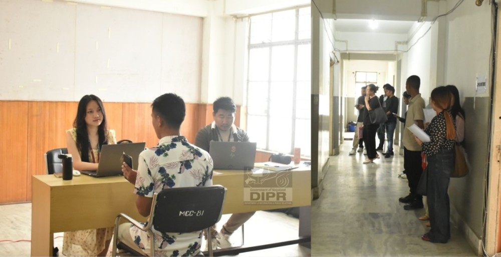 Job seekers being interviewed during the job fair at Regional Employment Exchange Kohima (MCC), Directorate of Employment SDE, Kohima on July 29.  (DIPR Photo)
